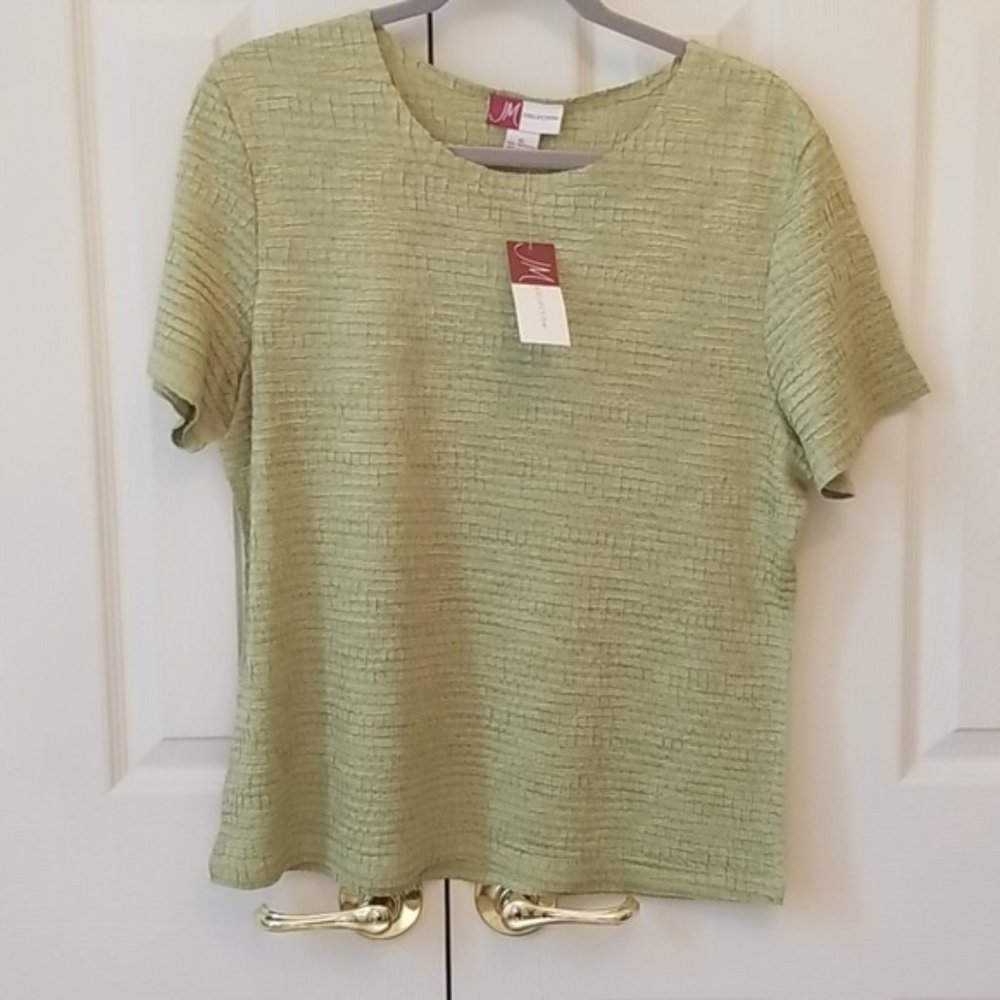 JM Collection Moss green colored top.